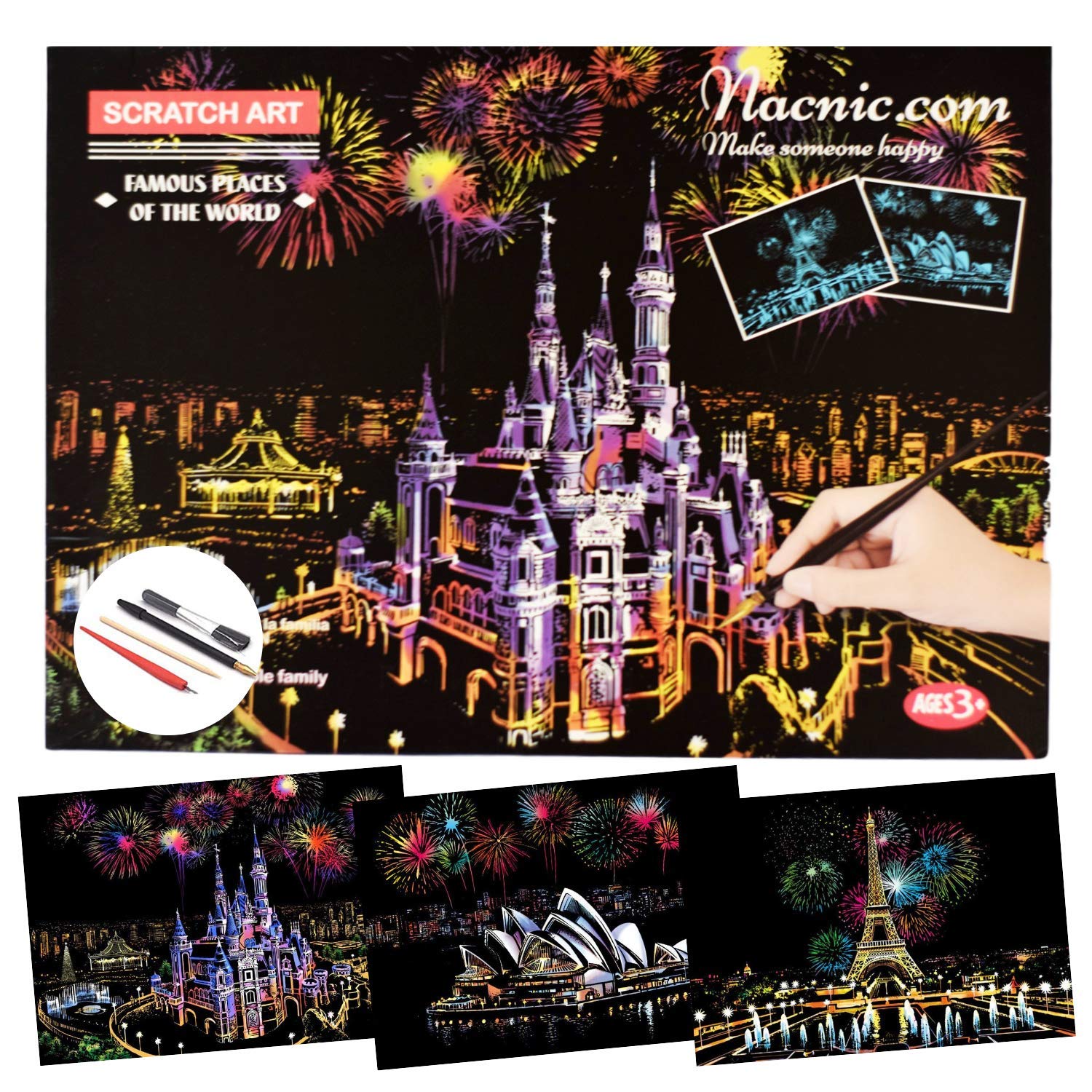 Kit 16 Feuilles Cartes à Gratter A4 Et A5 + 5 Outils - Papier Scratch Art Multicolore Pour Enfants Et Adultes - Idéal Pour Dessin, Décoration Et Cadeaux