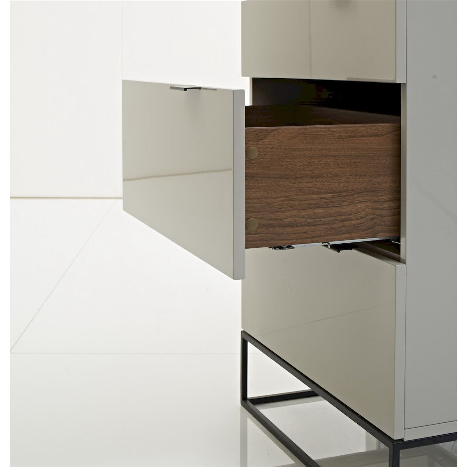 Commode laqué structure acier noir 80 x 45 x 80 cm Gris perle - 5