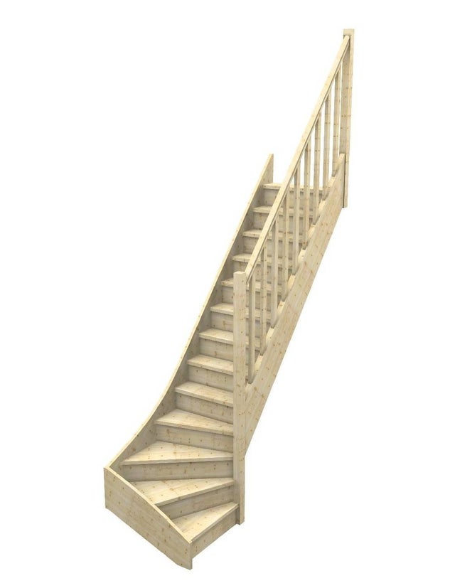 Escalier Quart Tournant Bas Sapin - Bas à Droite Avec Contremarches H Sol Sol 280 Cm