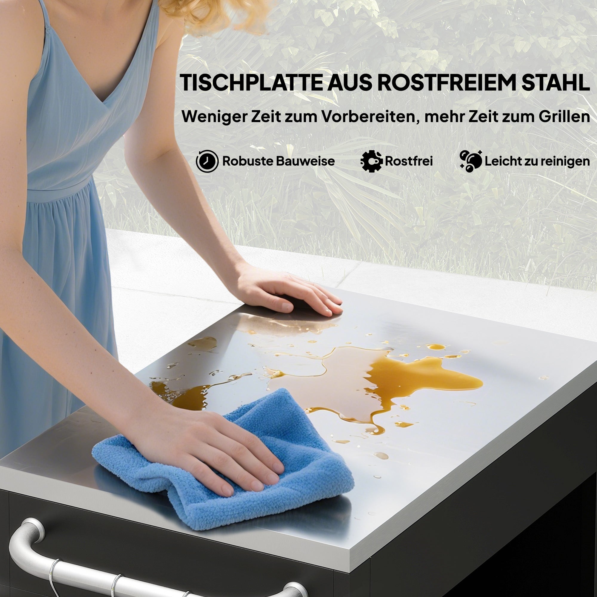 Chariot de cuisine à roulettes,desserte,chariot roulant avec placard,crochets et poignées en acier inoxydable,table de barbecue en ,86x50x86,5cm,noir - 5