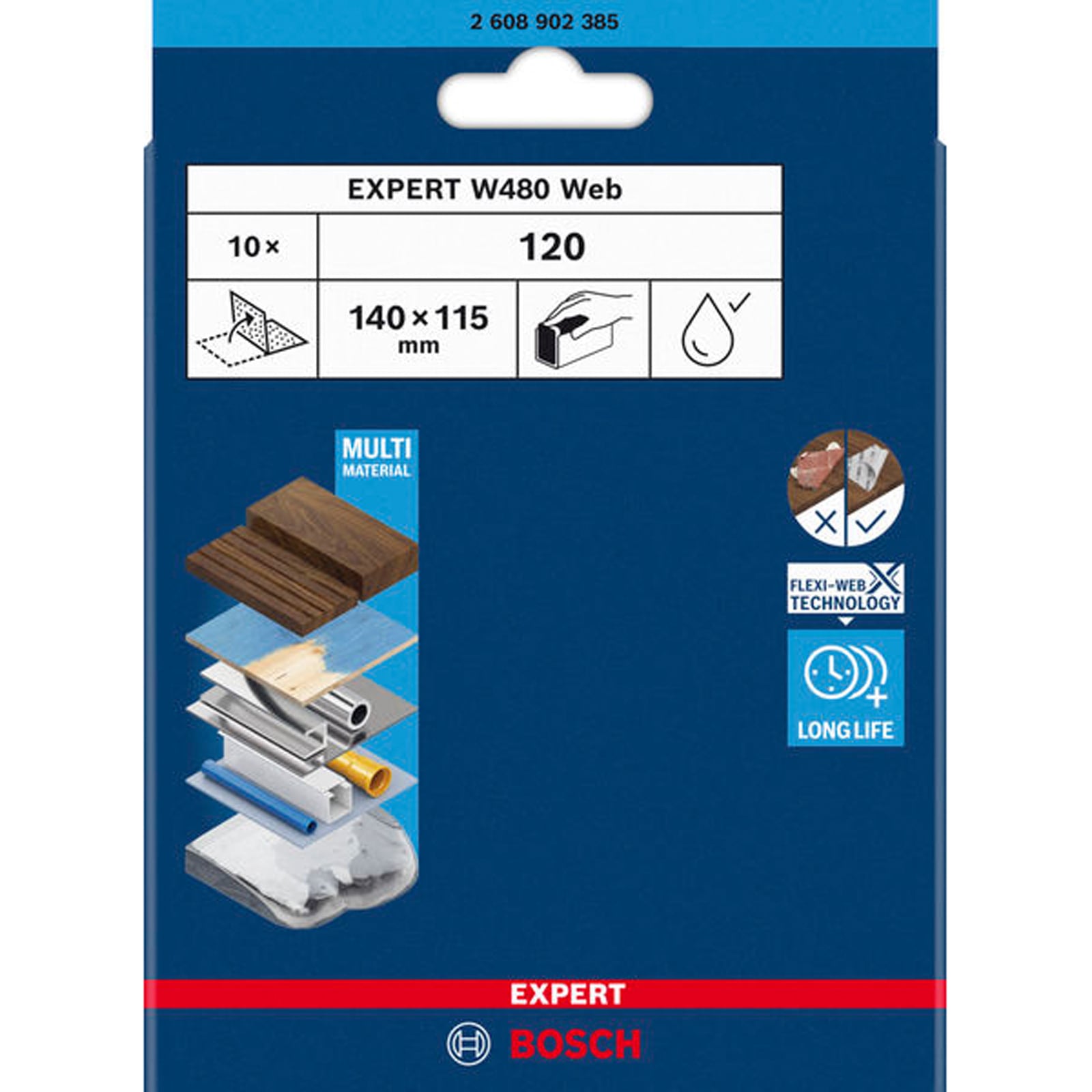 Papier ścierny Bosch ExW480 Web 115 x 140 mm G120 10 sztuk - 2608902385