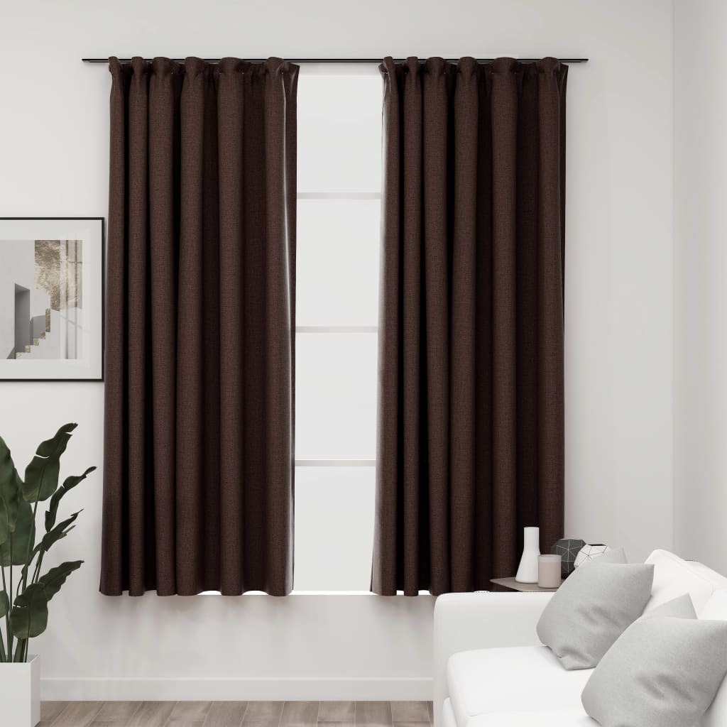 Maison Exclusive Cortinas Opacas Ganchos Look De Lino Pzs Gris Taupe X Cm Leroy Merlin