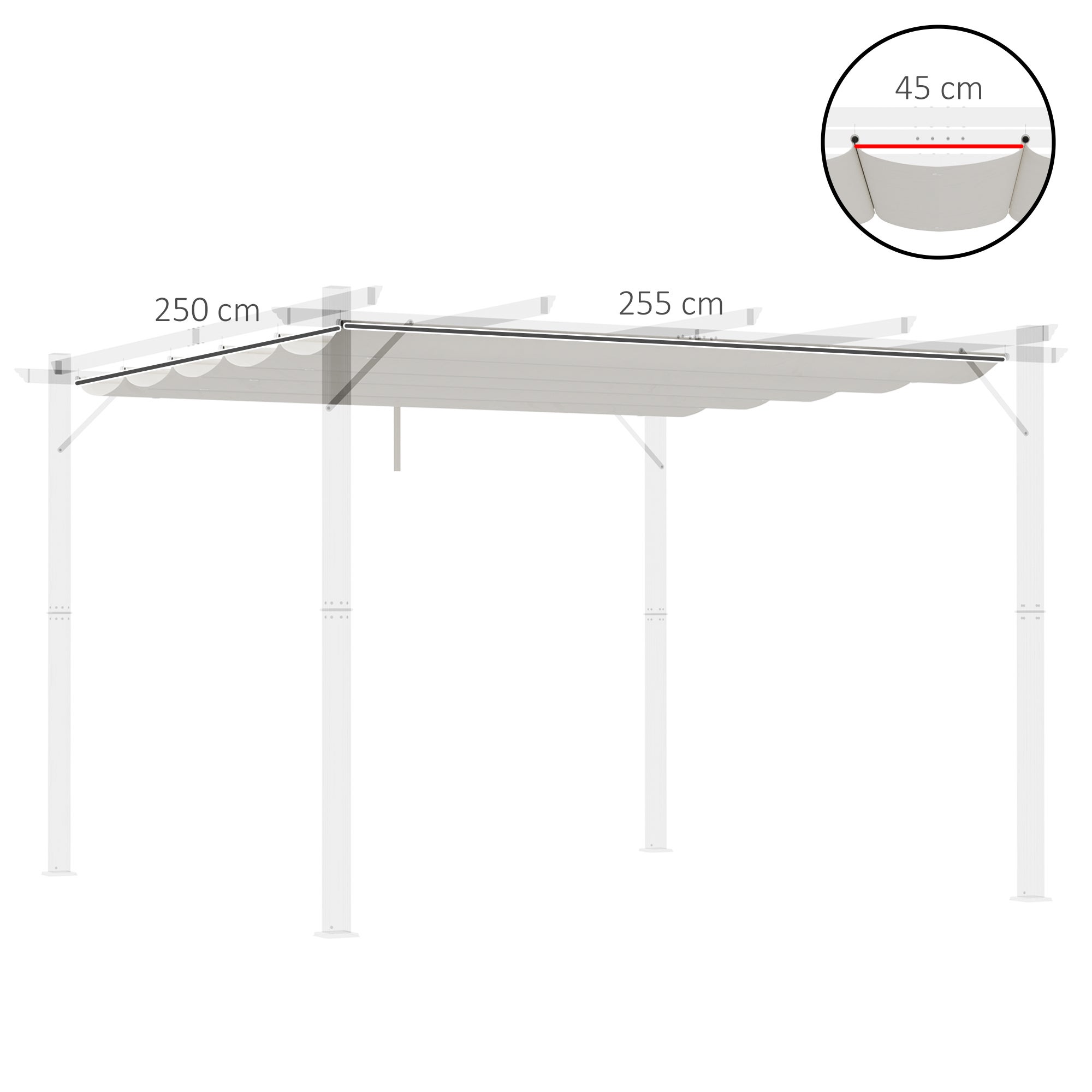 Cubierta para Pérgola Outsunny Tela Poliéster Crema 250x255x6 cm - 3