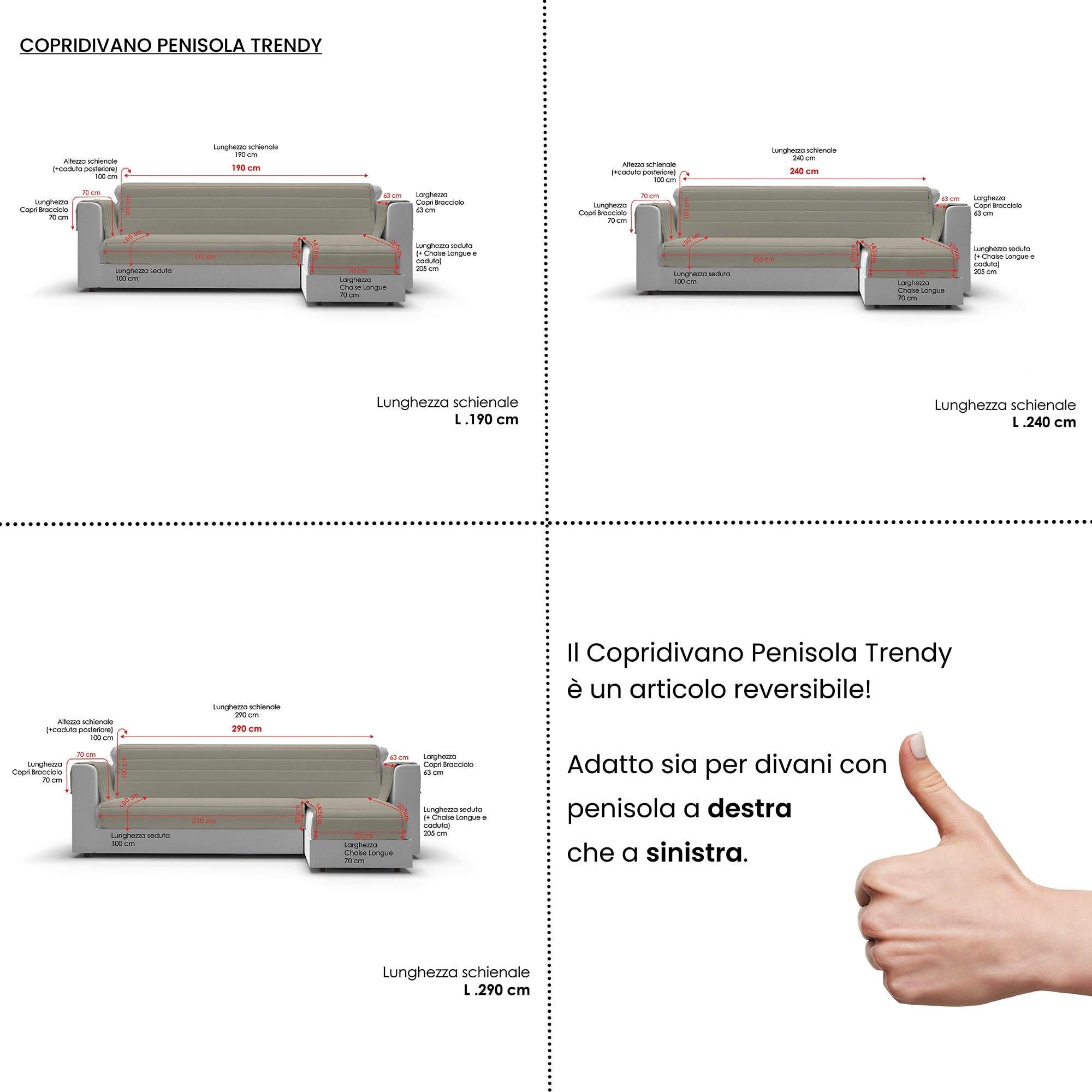 Italian Bed Linen Copridivano Trapuntato Pinsonic TRENDY con Penisola Reversibile, Blu Scuro, 240 cm - 3