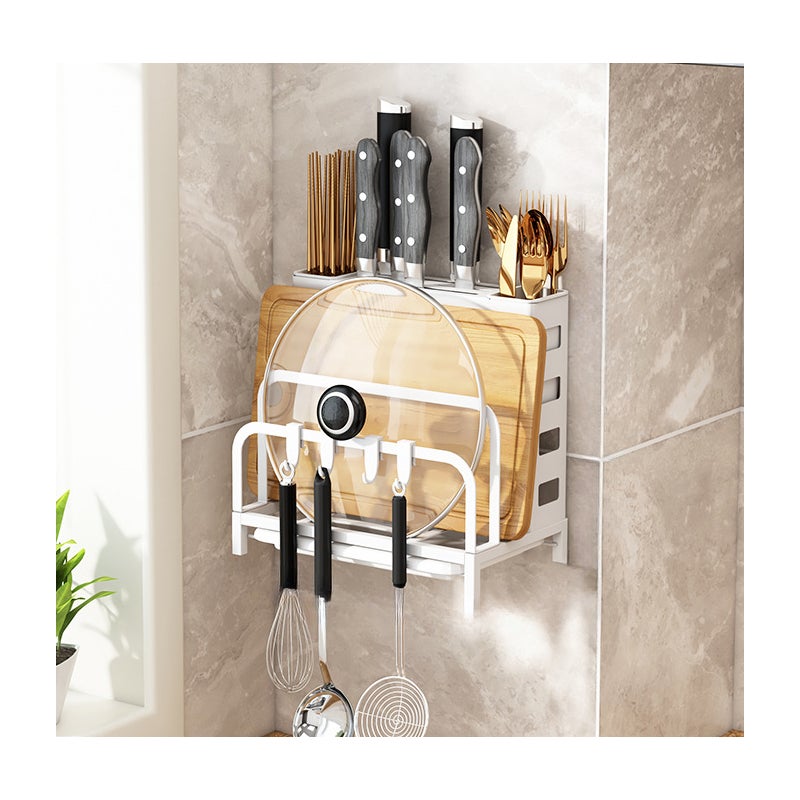 Uniwersalna półka ścienna ze stali węglowej na noże, przybory kuchenne i deski do krojenia, 25,5*14*24 cm