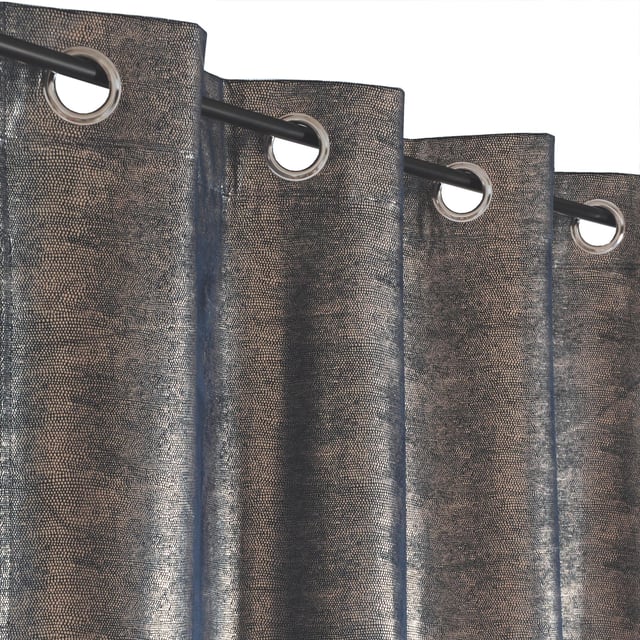 Rideau points argentés, à œillets 140x240cm, bleu et doré.