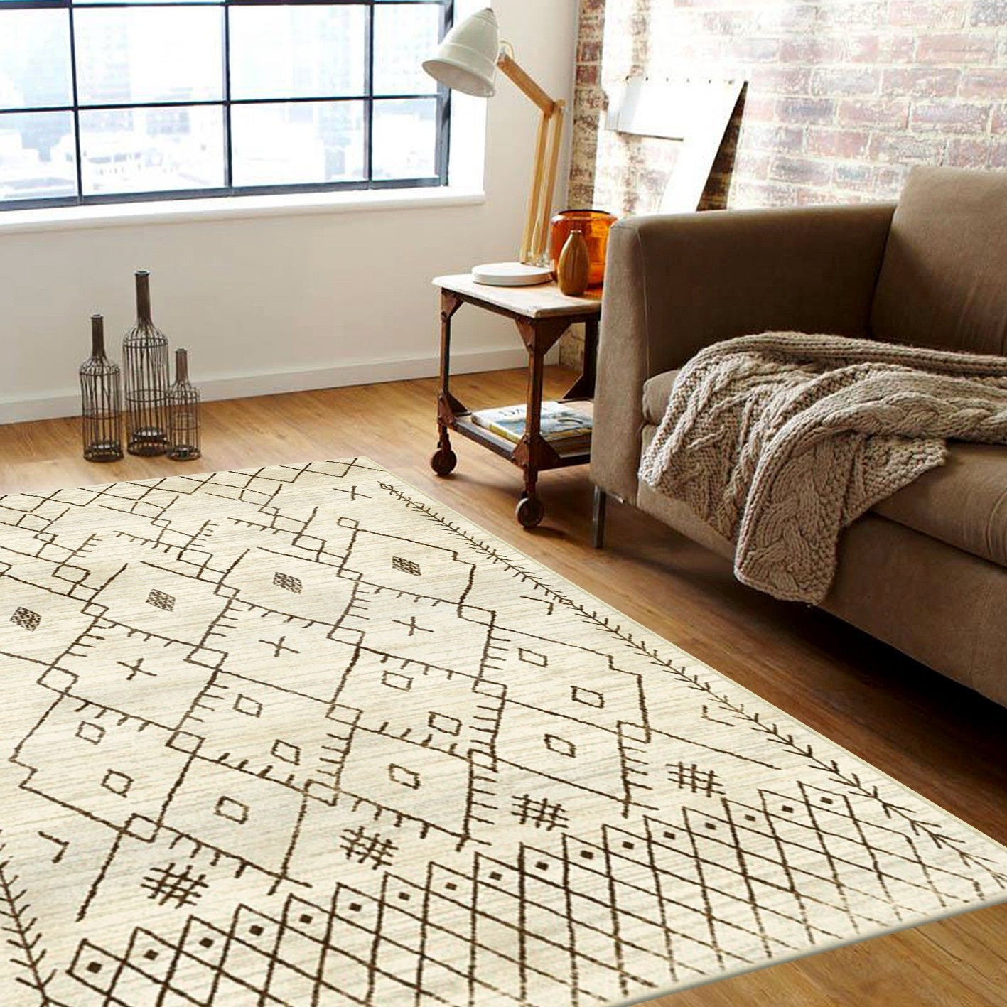 MODEMA - Tappeto lavabile in lavatrice, fondo antiscivolo, 80x120cm, 80x120cm, piedi del letto, camera da letto Stella - 2