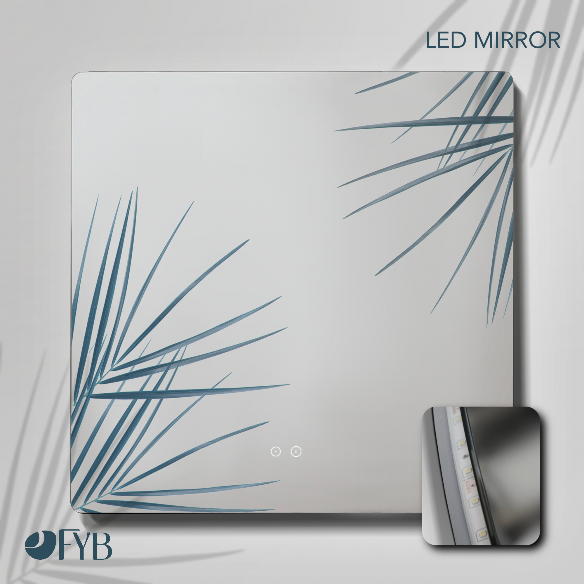 Feel Your Bath Meuble Salle de Bain LION 80 cm Blanc avec Plan Céramique Blanc et Miroir Carré LED Antibuée 80x80 – 2 Tiroirs Soft Close - 4
