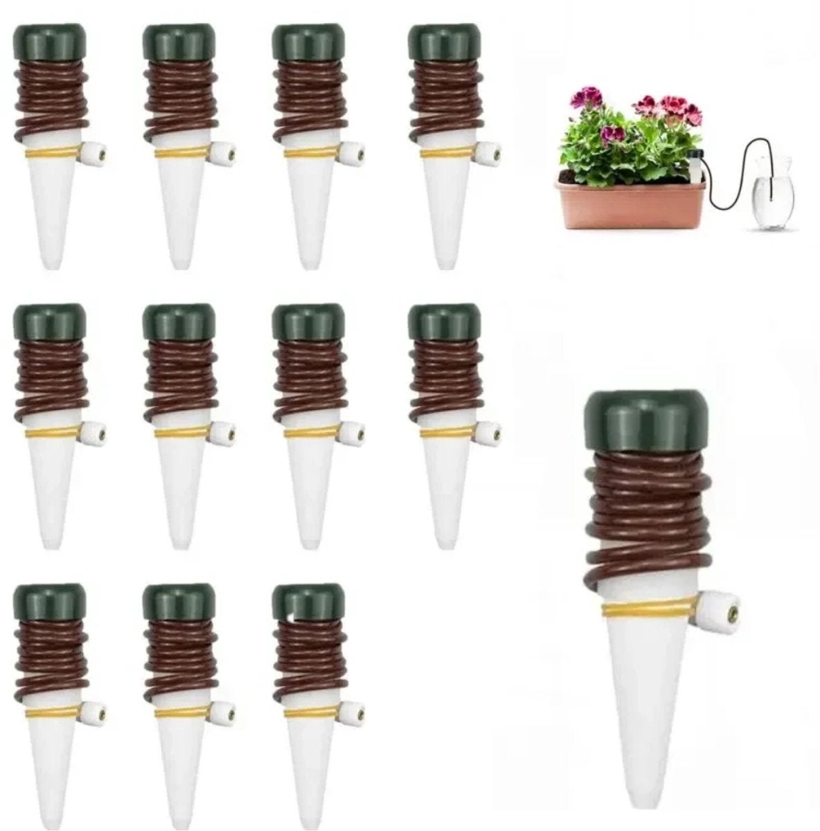 Sistem automat de udare 12 buc, sistem de udare prin picurare reglabil pentru plante și flori de interior 11 x 3 cm (alb)