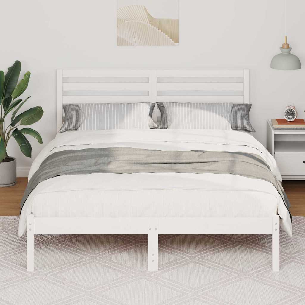 Cadre de lit avec tête de lit en pin massif blanc, 120 × 190 cm - 3