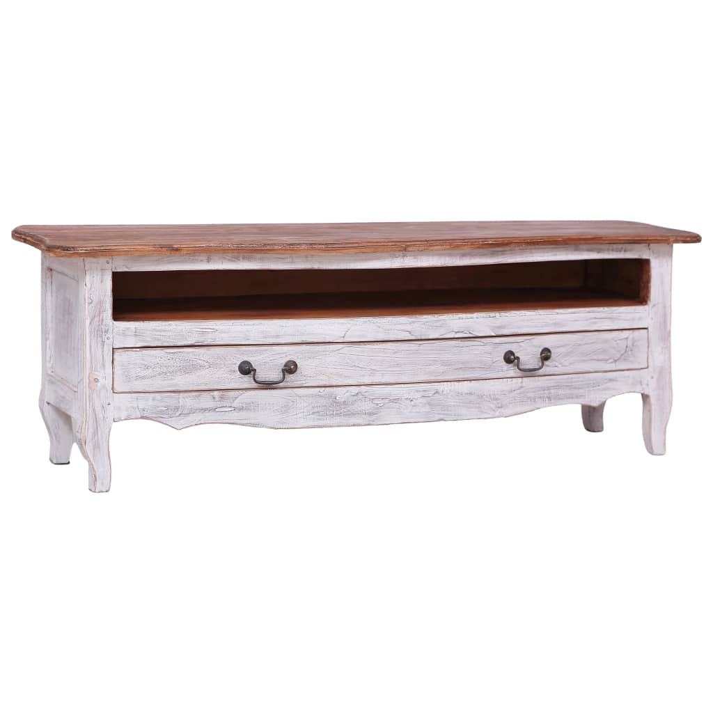 Vidaxl Mueble Para Tv De Madera Maciza Reciclada 120X30x40 Cm Blanco , Leroy Merlin