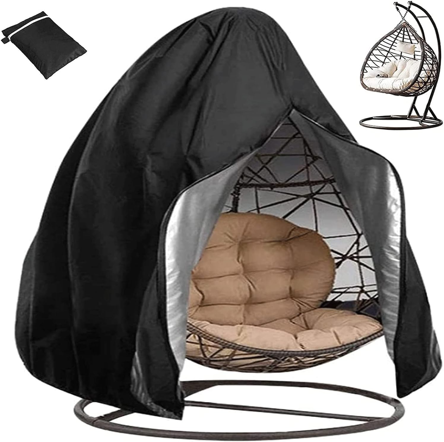 Lemon Chaise suspendue en forme d'œuf avec coussin blanc crème