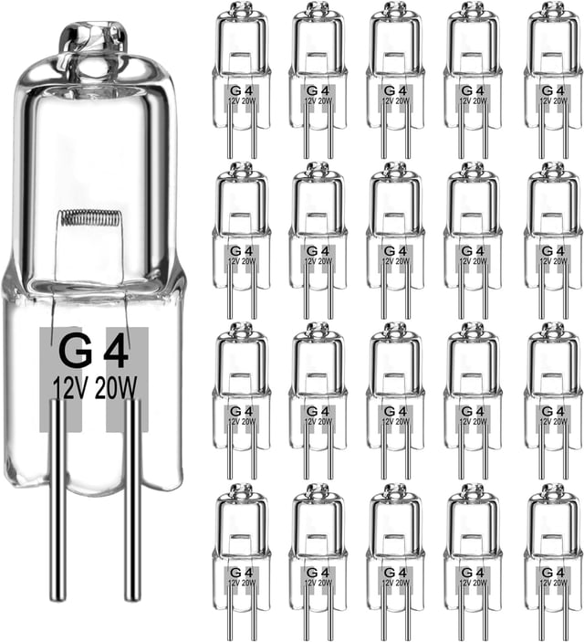 Ampoule Halogène G4 (20 Pièces)12v 20w Ampoules Halogènes Dimmable,2800k 2 Broches Ampoule Halogene Pour Hotte Aspirante,Lustre En Cristal