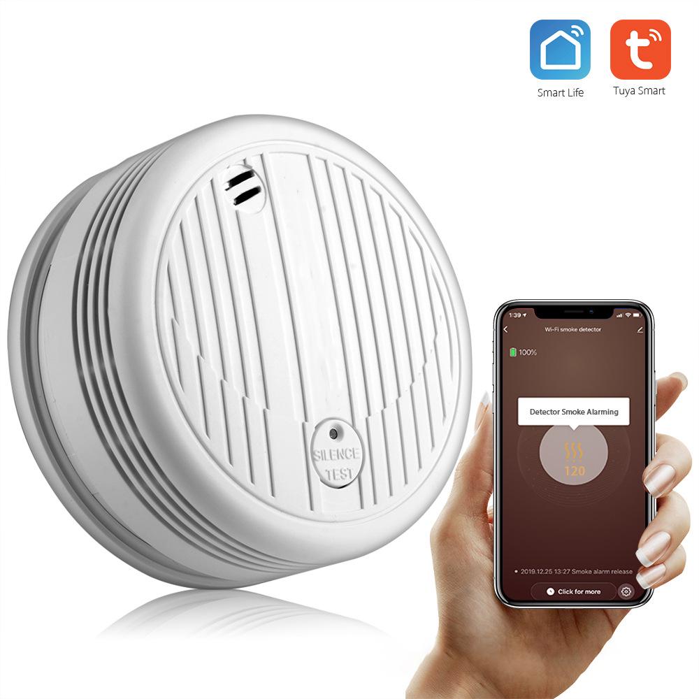 Bezprzewodowy, połączony czujnik dymu Smart Home, bezprzewodowy czujnik dymu z dźwiękiem i światłem alarmującym o pożarze, detektor dymu