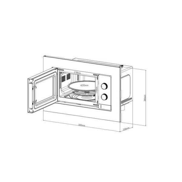 Micro-ondes encastrable - CONTINENTAL EDISON - CEMO20EBM2 - 1280 W - L59,5xH38,5xP35,3 cm - 20L - Noir - 4