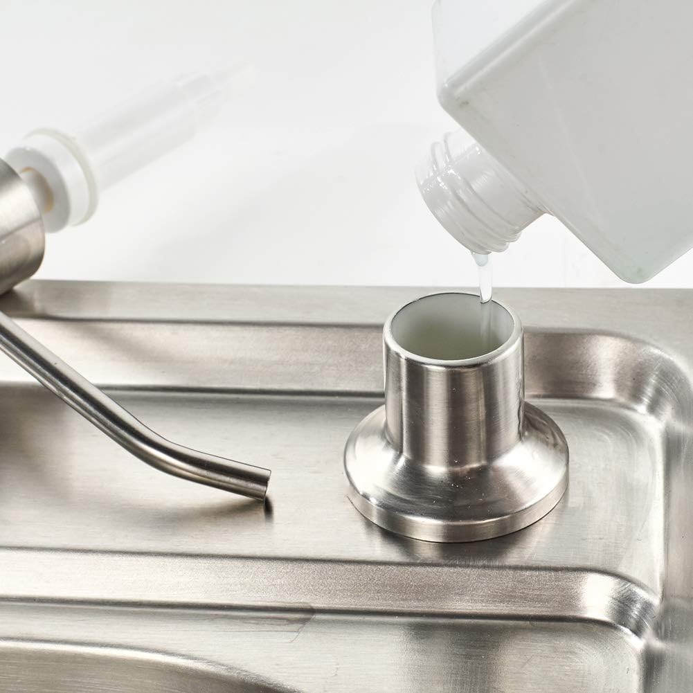 Distributeur de savon pour évier de cuisine, bouteille brossée de 500ml, diffuseur à pompe de liquide, distributeur caché pour lave-vaisselle - 3