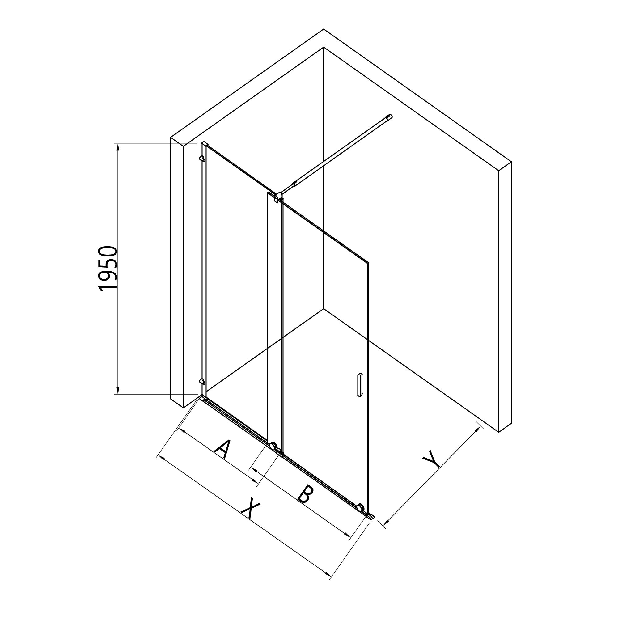 BERNSTEIN - Parete doccia walk-in vetro nero grigio opaco 8mm Cabina impermeabile Cabina doccia con porta scorrevole - NT101 - 195x160cm - 5