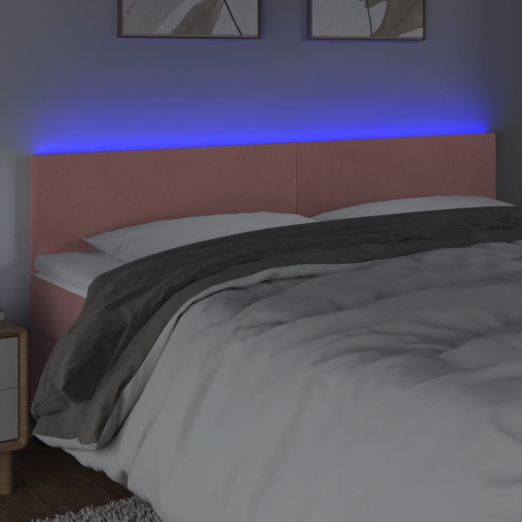 Cabecero con LED，Cabecero de cama，Panel de Cabecera de terciopelo rosa 160x5x78/88 cm CFW511470 - 3