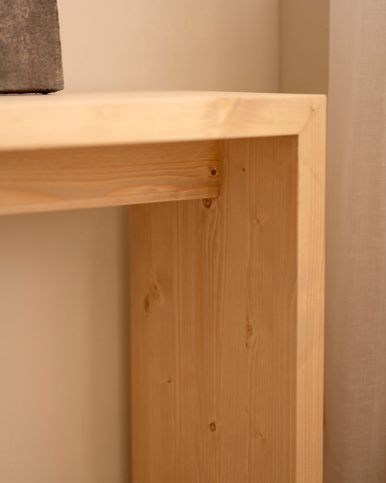 TELVA - Console en bois massif ton chêne moyen 120x80cm - DECOWOOD - 4