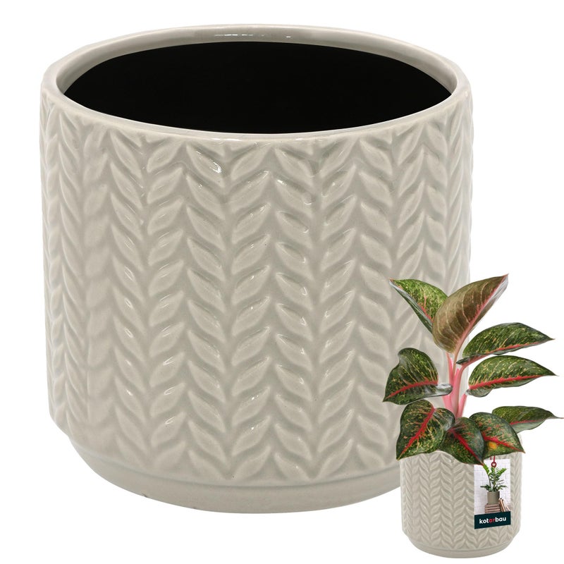 Doniczka ceramiczna szkliwiona okrągła na kwiaty 12 cm - Kolor biały - KOTARBAU