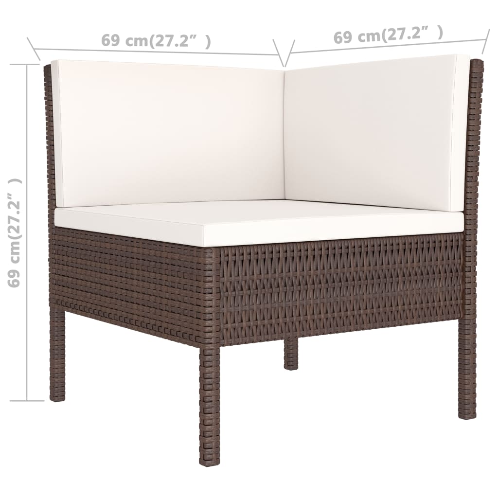 Maison Exclusive - Set Divani da Giardino 3 pz con Cuscini in Polyrattan Marrone - 6