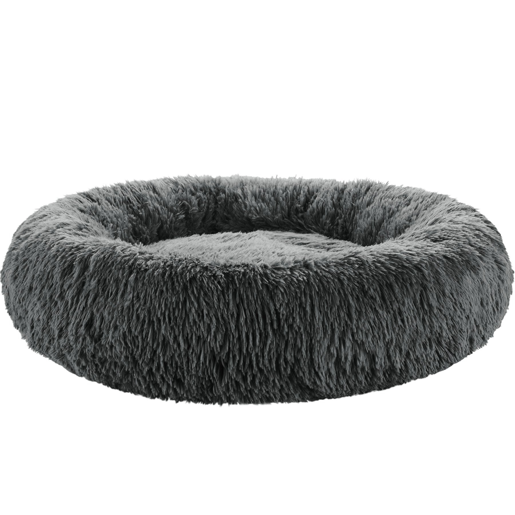 Cesto lettino per cani in poliestere con imbottitura spessa e rete peluche lunga Ø 70 cm grigio TECTAKE - 6