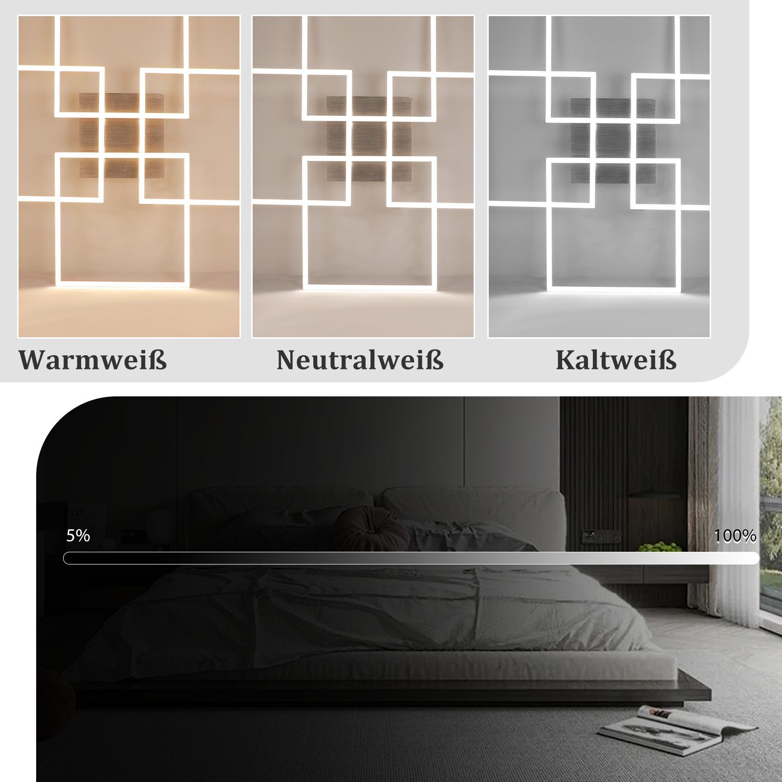ZMH Ściemnialna srebrna geometryczna lampa sufitowa LED do sypialni 64 cm 36 W do salonu - 2