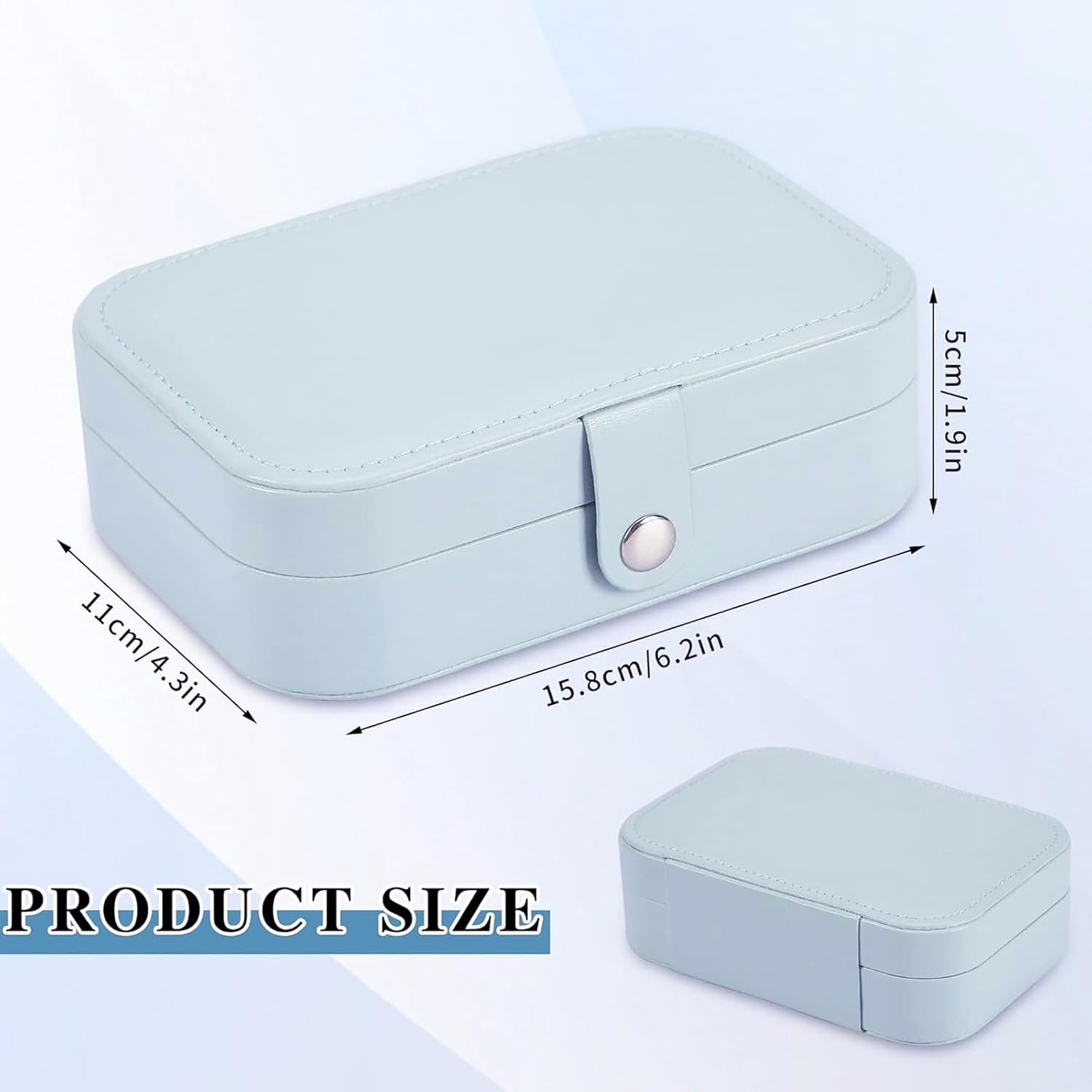 (Bleu) Boite a Bijoux, Rangement Bijoux Portable, Boite a Bijoux Cuir, Coffret à Bijoux 16x11x5cm, Boite a Bijoux Voyage pour Rangez Boucles d'o - 2