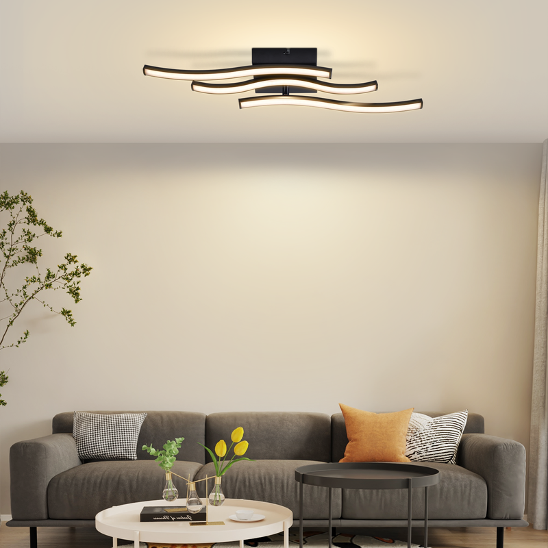 Lampa sufitowa LED Nettlife Wave Design, czarna – 18 W, 3000 K, ciepła biel – nowoczesna lampa do salonu, sypialni, kuchni i przedpokoju - 7