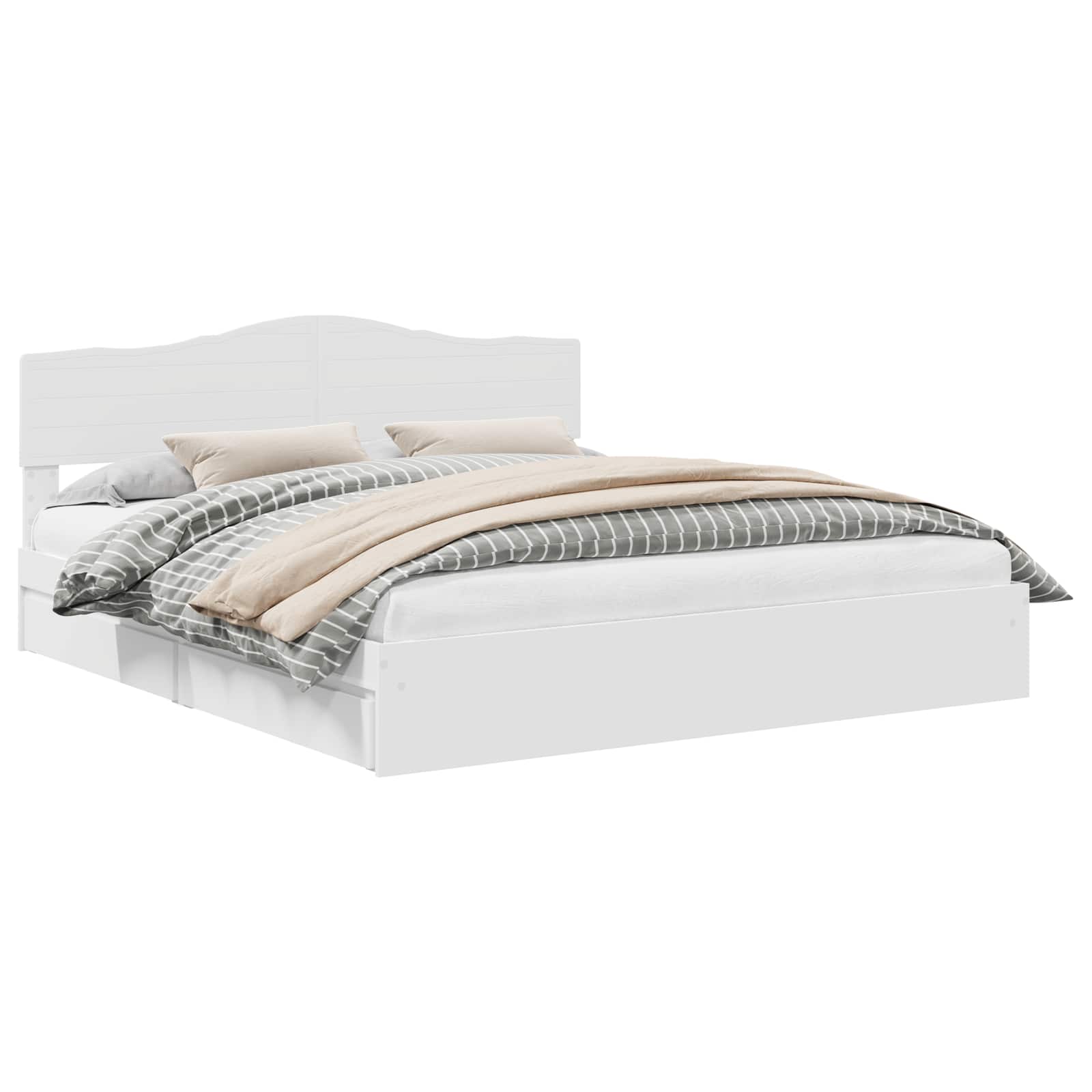 Lit de rangement réglable blanc 180 x 200 cm en panneau de bois - 2