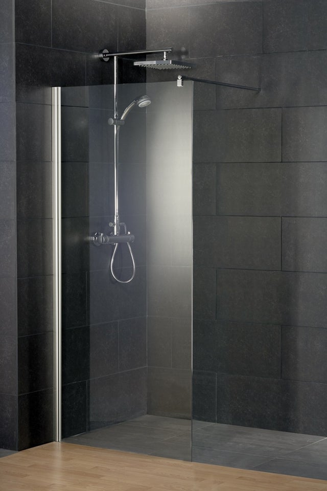 Schulte paroi de douche à l'italienne, 120x190 cm, réversible, verre 6 mm, transparent, aspect chromé, Walk in Style 2.0