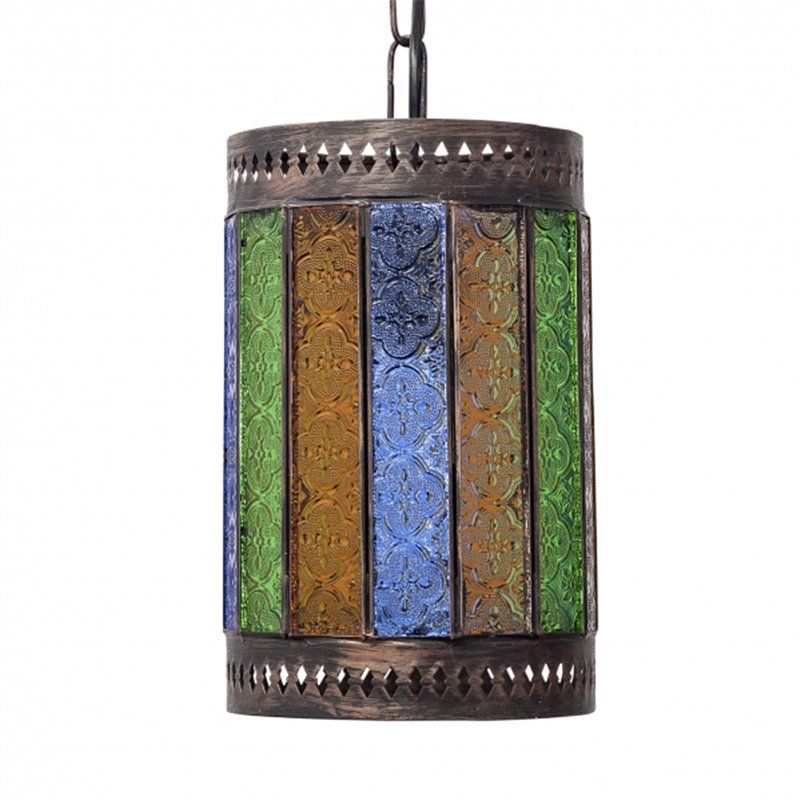 Lampe suspendue artisanale Casablanca 1xe27 multicolore Regx18d de FABRILAMP. - 4