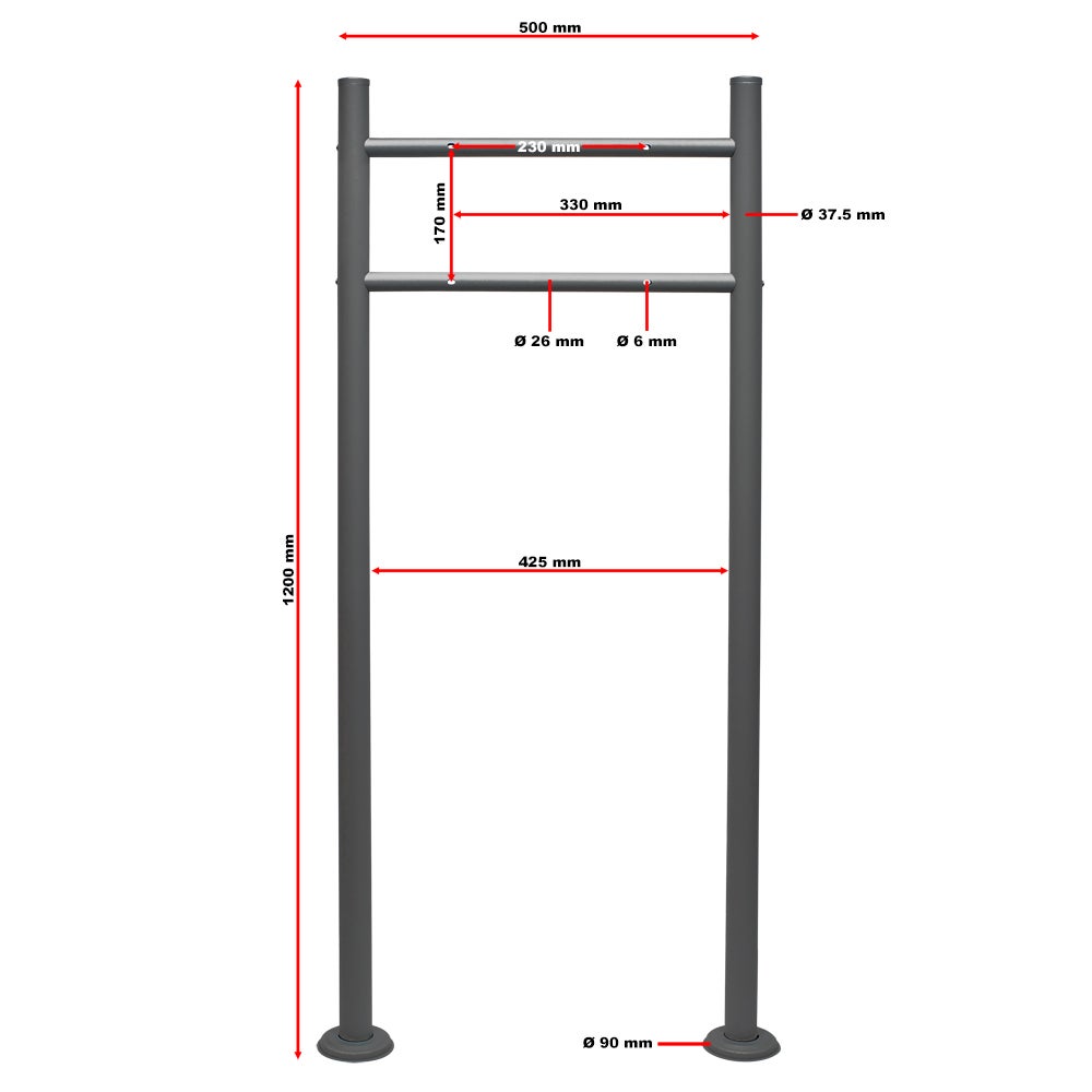 Kit Boîte aux lettres V13 avec Pied de support, Verrouillable Couleur antrahcite, Acier galvanisé, 360 x 105 x 315 mm, en Acier inox, avec… Wiltec - 2