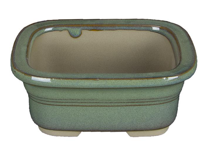 Vaso Per Bonsai Rettangolare Morrisan – Gres Smaltato Azzurro – 11x8,5x4,5 Cm – Con Foro Di Scarico