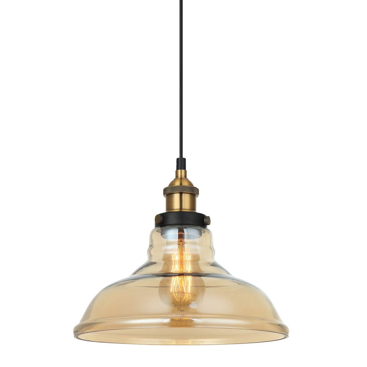 Suspension industrielle et rétro Hubert Noir, doré 1 ampoule - 2