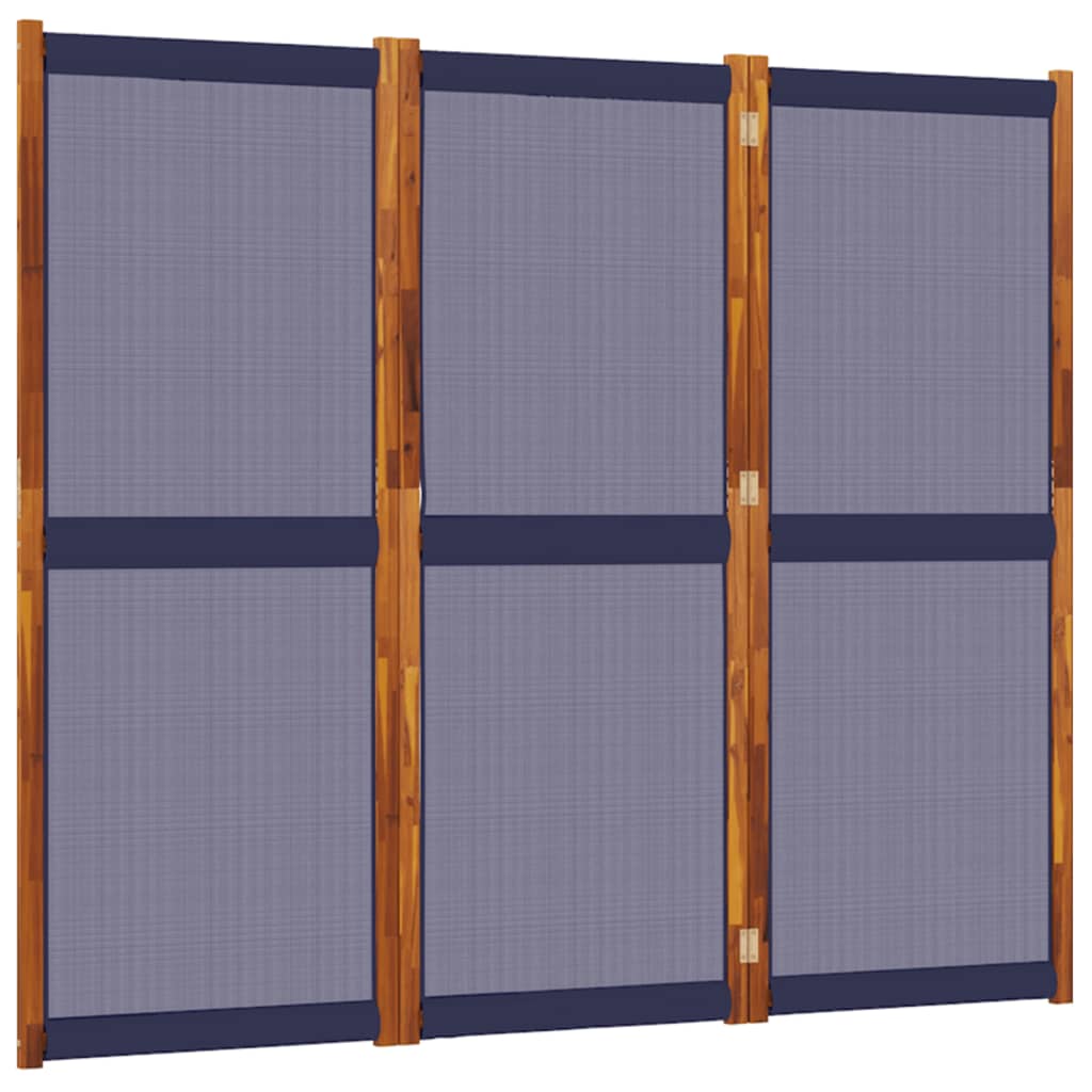 Biombo separador de ambientes 3 paneles 210 x 180 cm textilene azul y madera dec030761