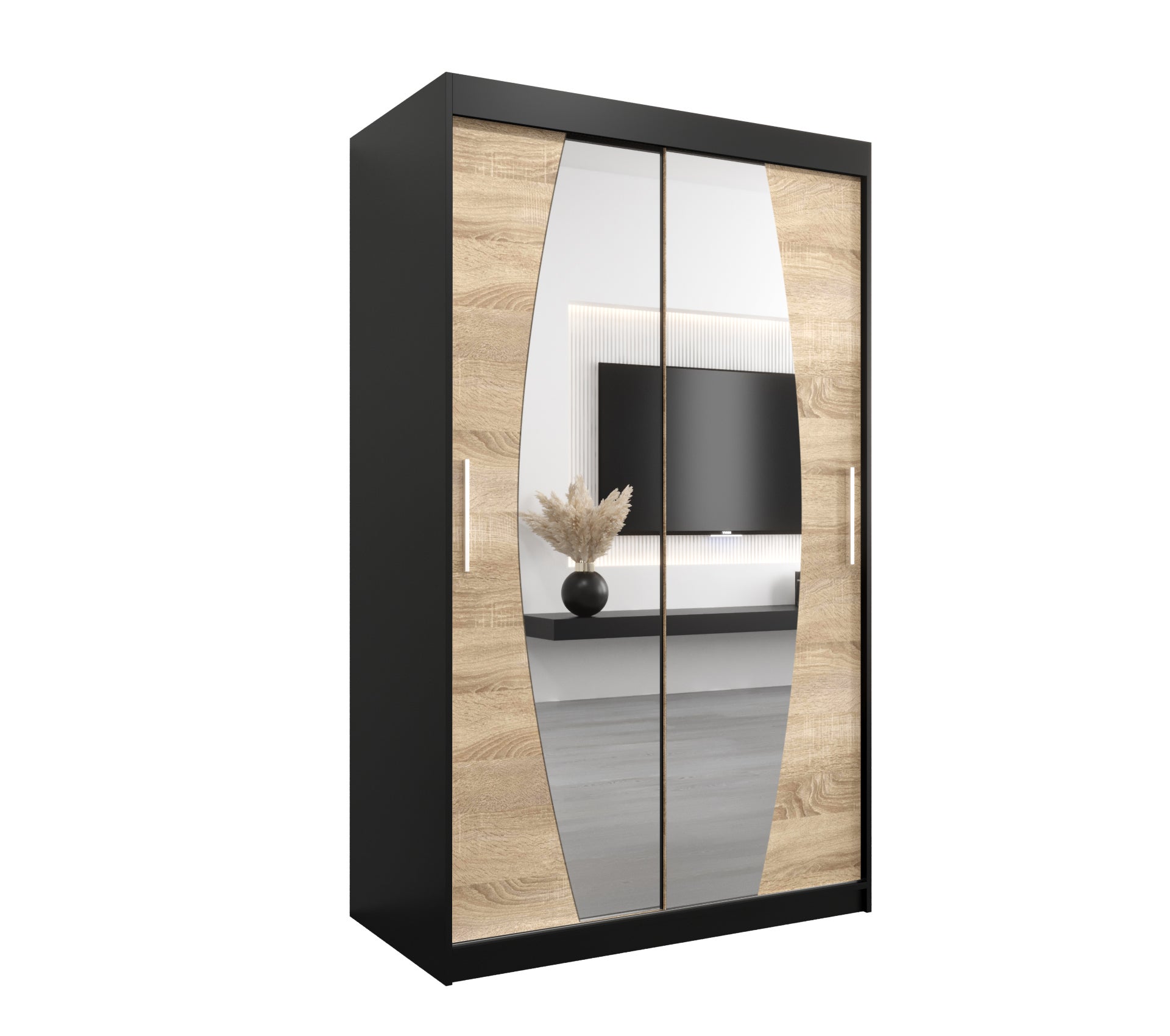 Szafa przesuwna garderoba ELYPSE 120 x 62 x 200 cm Czarny + Sonoma - Abiks Meble