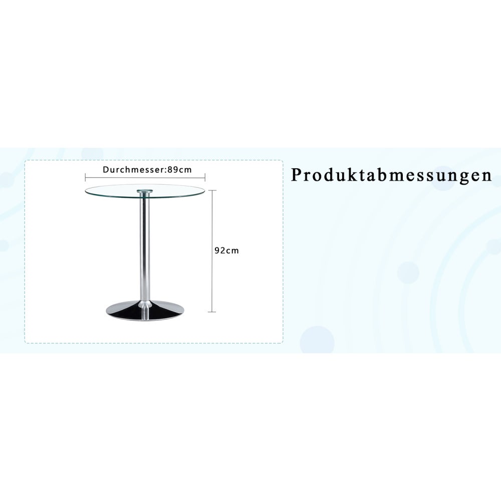 Tavolo alto rotondo in vetro temperato Ø89 cm, H92 cm – design moderno e minimalista per cucina, bar e sala da pranzo - 8
