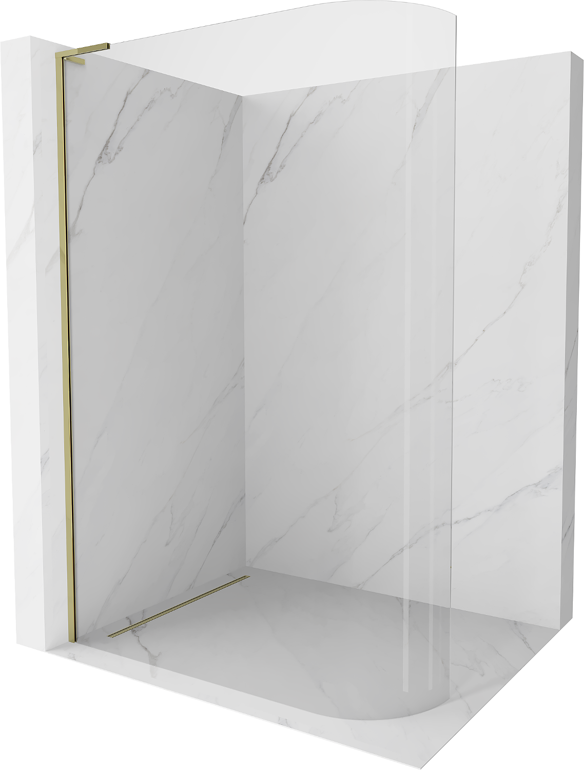 Mexen Kioto-R L ścianka prysznicowa zaokrąglona Walk-in 110 x 200 cm, transparent, złota - 800-110-103-50-06