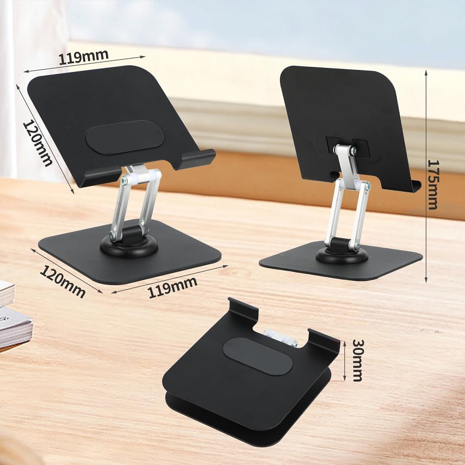 Supporto Tablet Windfromort Regolabile In Altezza E Rotazione 360° – Pieghevole, Antiscivolo, In Alluminio, Per Dispositivi Fino A 12,9”