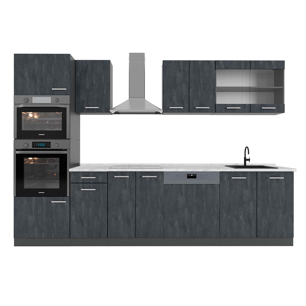 Vicco Aneks kuchenny R-Line, Czarny beton/antracyt, 300 cm BP Marmur