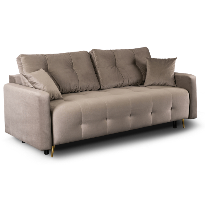 Sofa Rozkładana Kanapa Z Funkcją Spania Wersalka Dwuosobowa Beżowa SEUL
