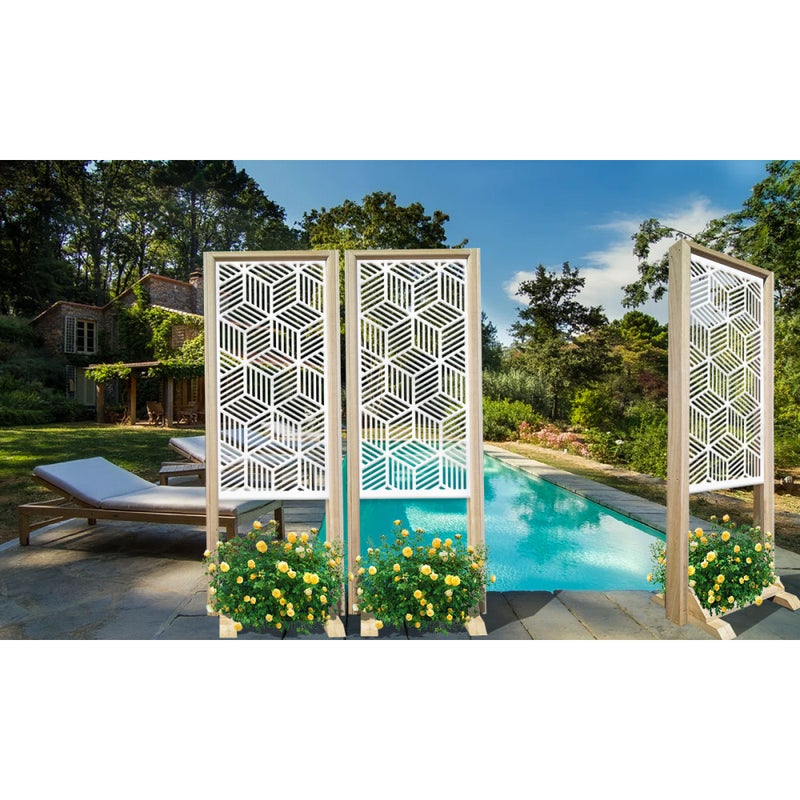 CUBIC - Separè - Wolnostojący modułowy ekran - 70x190 cm - Wykonany z drewna i PVC, kolor wewnętrzny BIAŁY