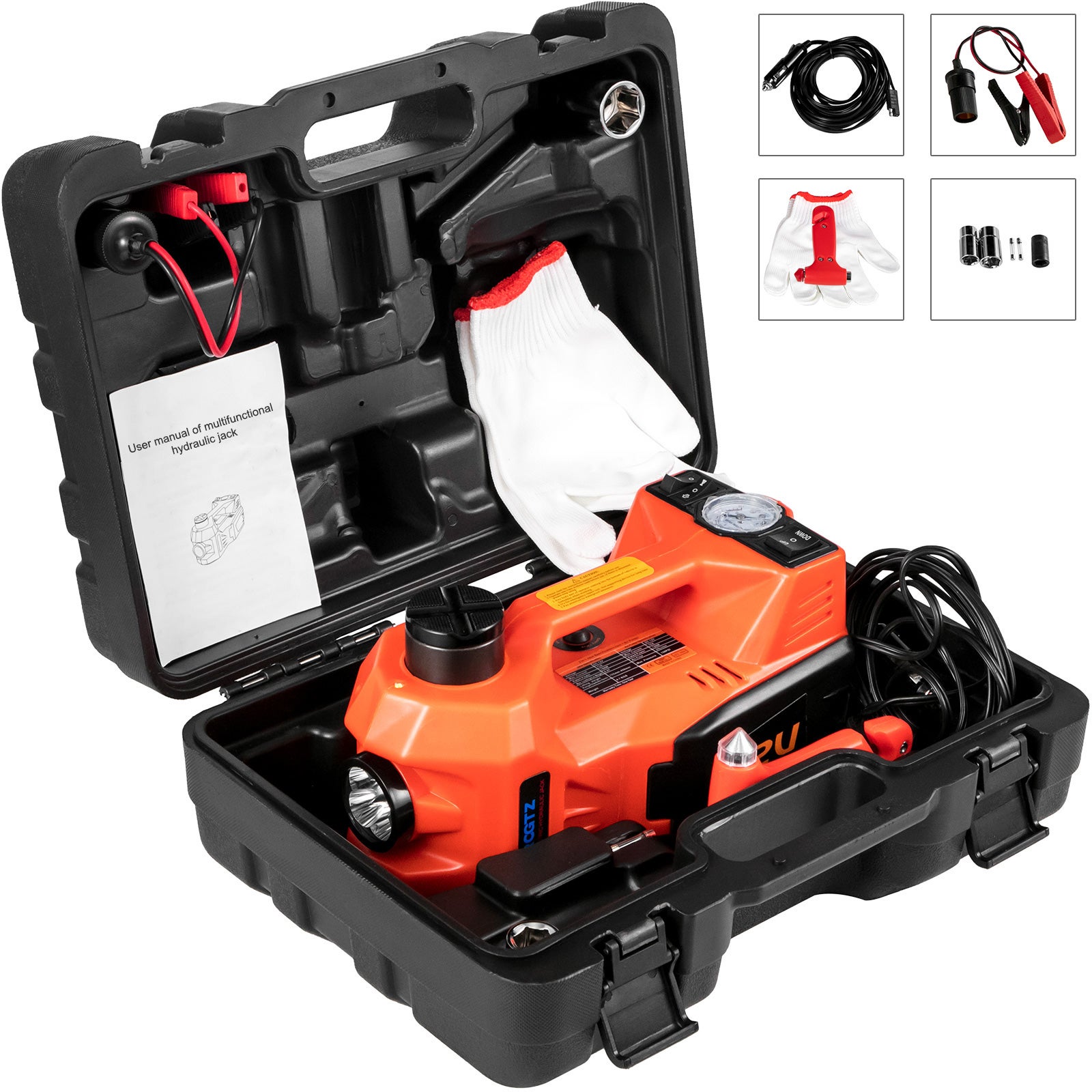 VEVOR Cric Electrique Pour Voitures 5 T, Cric De Levage Reglable Avec Gonfleur Integre Outil Demonte Pneu Portable Avec Marteau Securise Et Lumiere Led Pour Urgence Depannage Routiere Suv Berline 88727481