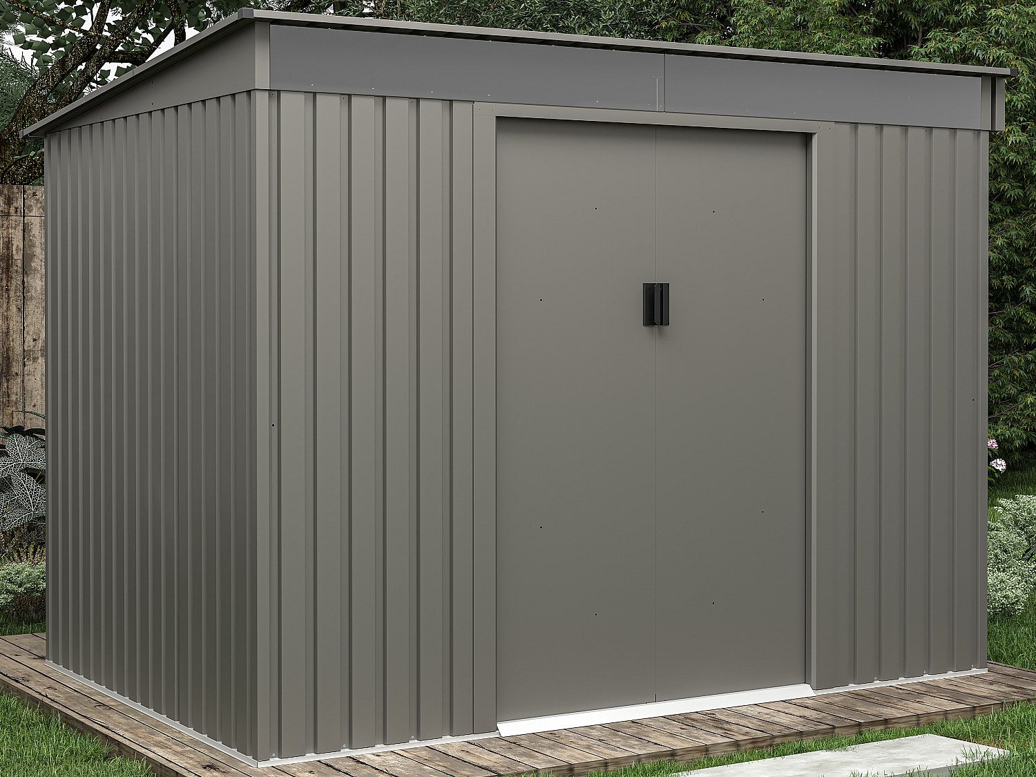 Wiata ogrodowa ze stali galwanizowanej w kolorze szarym 4,29 m² - FOLCO