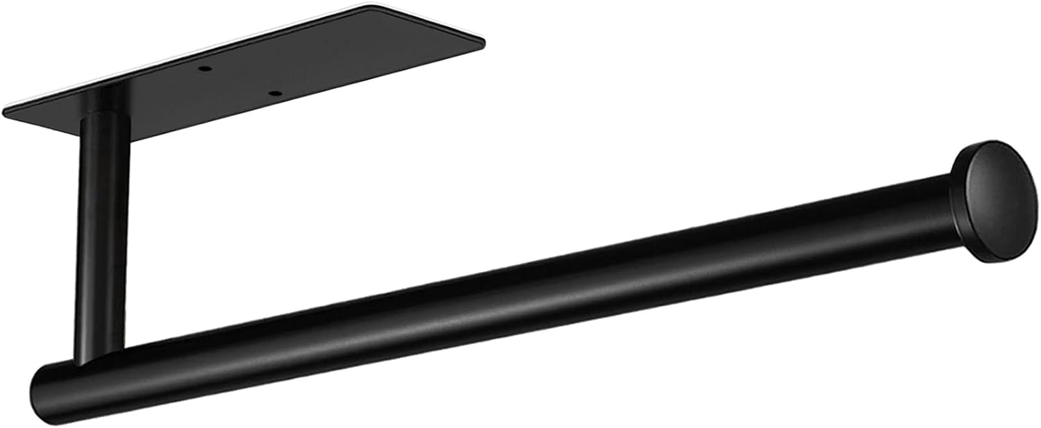 Samoprzylepny uchwyt na ręczniki papierowe, ścienny uchwyt na ręczniki papierowe, uchwyt na ręczniki papierowe w rolce, stal nierdzewna, czarny kwadr