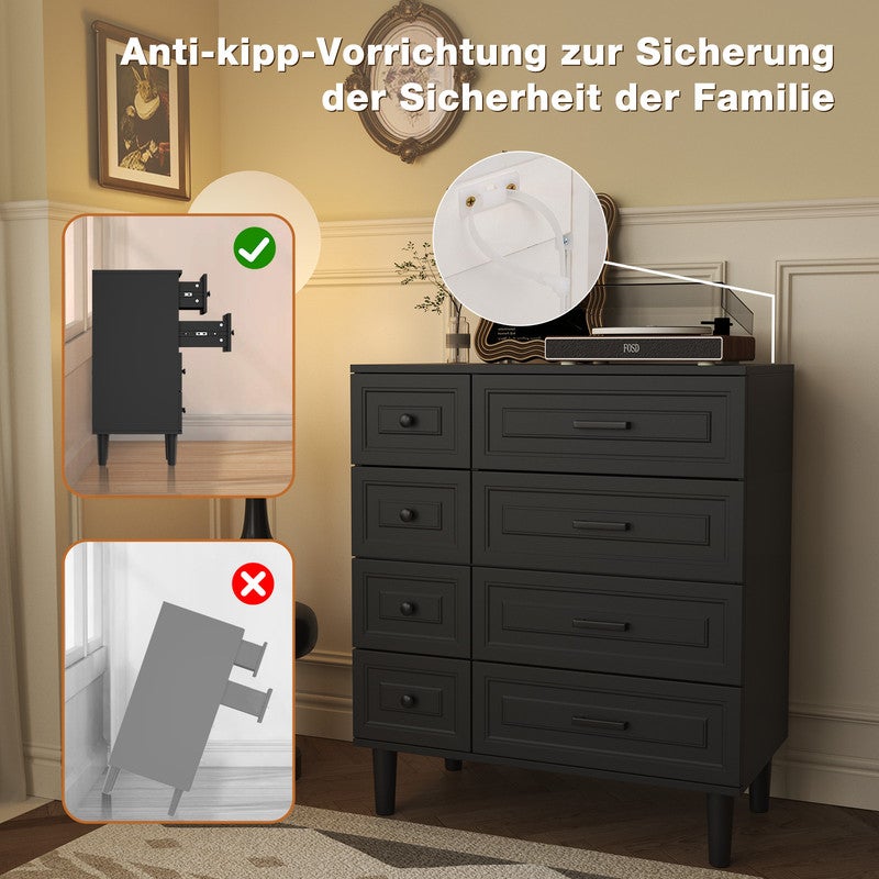 HOMAVO Commode 74 x 87 cm – Meuble de Rangement Moderne avec 8 Tiroirs Spacieux et Surface Mélaminée Durable - 4