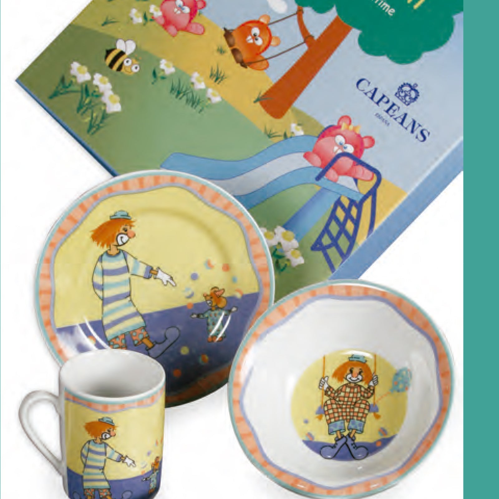 Idurgo - vajilla infantil de 7 piezas en cerámica y acero, colección circo