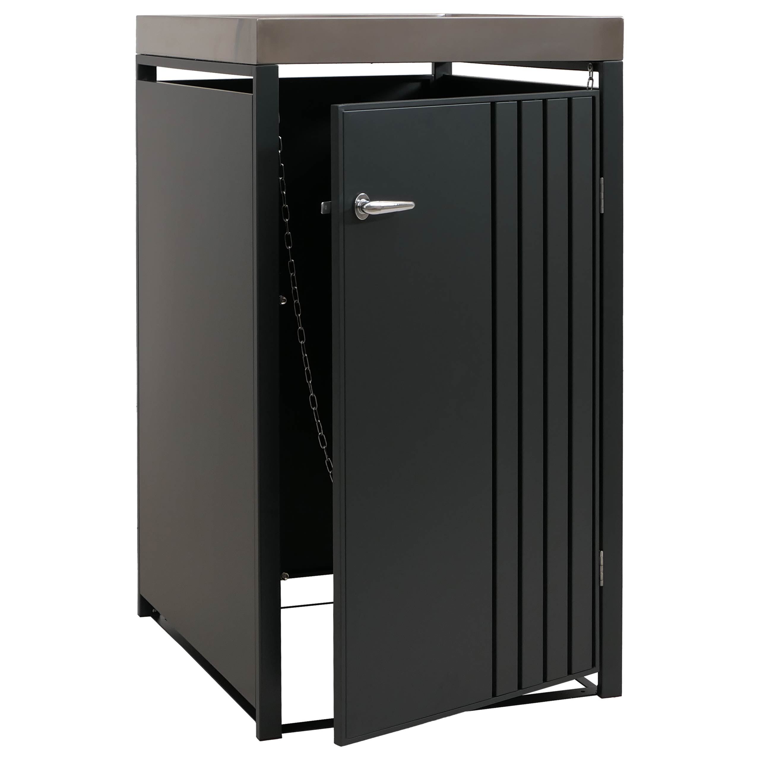 Osłona na pojemnik na śmieci 1 szt. HWC-O67, schowek na pojemnik na śmieci z donicą, metal 125 x 68 x 84 cm 35 kg ~ antracyt