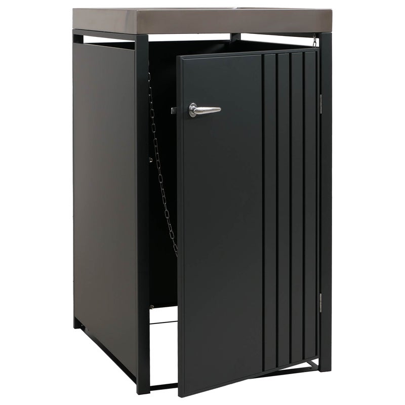 Osłona na pojemnik na śmieci 1 szt. HWC-O67, schowek na pojemnik na śmieci z donicą, metal 125 x 68 x 84 cm 35 kg ~ antracyt